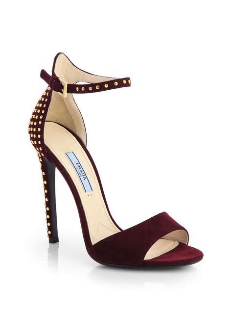 prada studded suede heels|prada heels price.